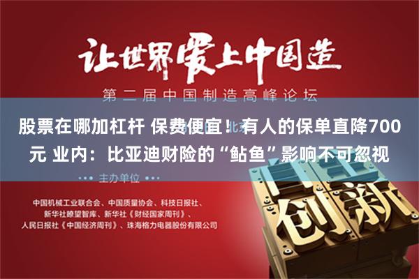 股票在哪加杠杆 保费便宜！有人的保单直降700元 业内：比亚迪财险的“鲇鱼”影响不可忽视