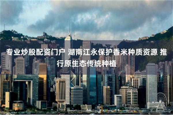 专业炒股配资门户 湖南江永保护香米种质资源 推行原生态传统种植