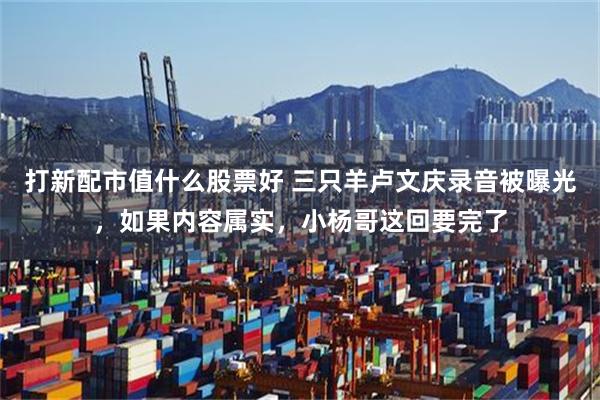 打新配市值什么股票好 三只羊卢文庆录音被曝光，如果内容属实，小杨哥这回要完了