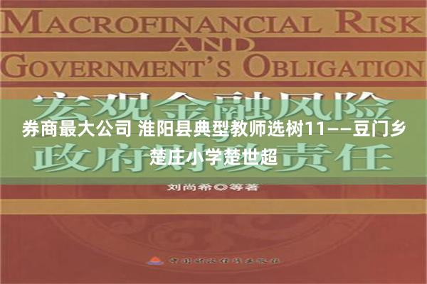 券商最大公司 淮阳县典型教师选树11——豆门乡楚庄小学楚世超
