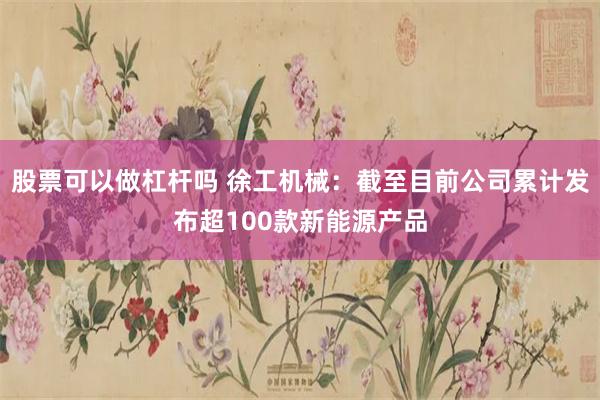 股票可以做杠杆吗 徐工机械：截至目前公司累计发布超100款新能源产品