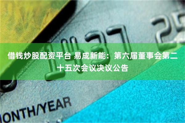 借钱炒股配资平台 易成新能：第六届董事会第二十五次会议决议公告