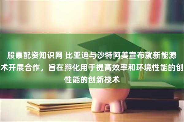 股票配资知识网 比亚迪与沙特阿美宣布就新能源汽车技术开展合作，旨在孵化用于提高效率和环境性能的创新技术
